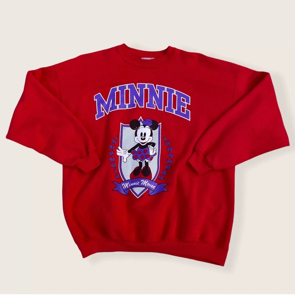 Vintage 90s Disney Minnie Pullover Sweatshirt Big Print Boot Sz XL